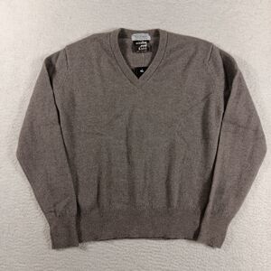 Norm Thompson Sweater Womens 38 Gray Merino Wool Mink V-Neck England NWT